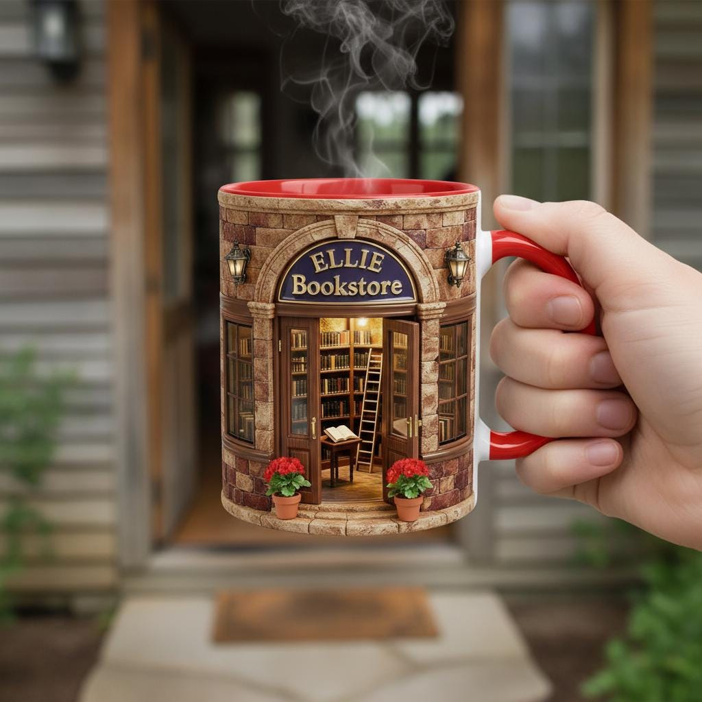 Personalized Bookstore Mug, Custom Bookshop Bookworm Accent Cup, Gift for Reading Lover Mugs - image 3