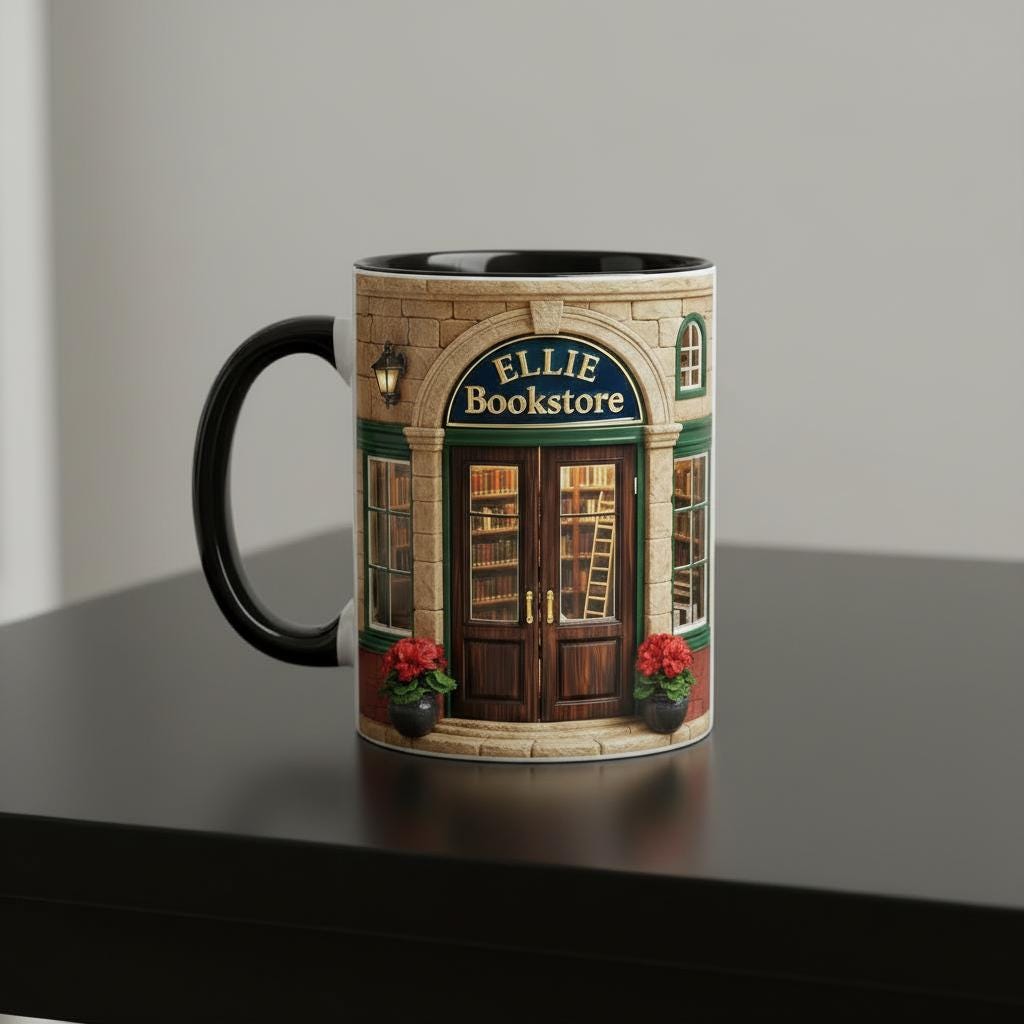 Personalized Bookshop Mug, Custom Book Store Bookworm Accent Cup, Gift for Reading Lover Mugs