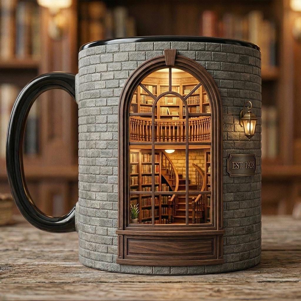 Personalized Bookstore Mug, Faux 3D Effect Mug, Library Mug, Cozy Reading Coffee Cup - image 2