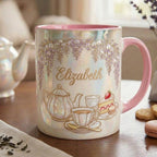 Custom Name Tea Lover Mug, Faux 3D Effect, Romance Reader Accent Mug