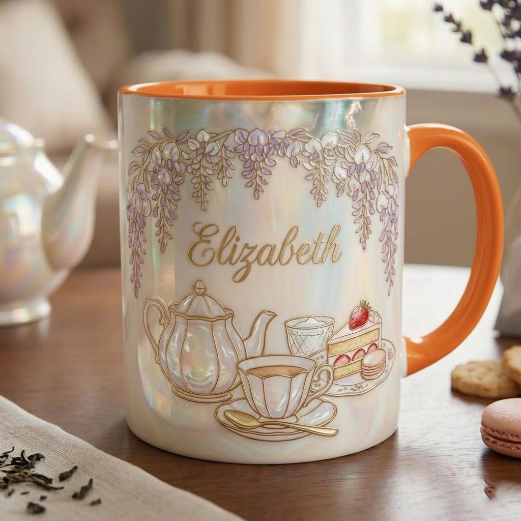 Custom Name Tea Lover Mug, Faux 3D Effect, Romance Reader Accent Mug - image 3