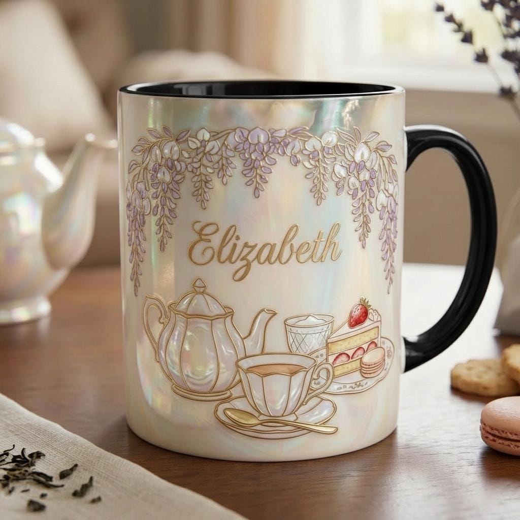 Custom Name Tea Lover Mug, Faux 3D Effect, Romance Reader Accent Mug - image 5