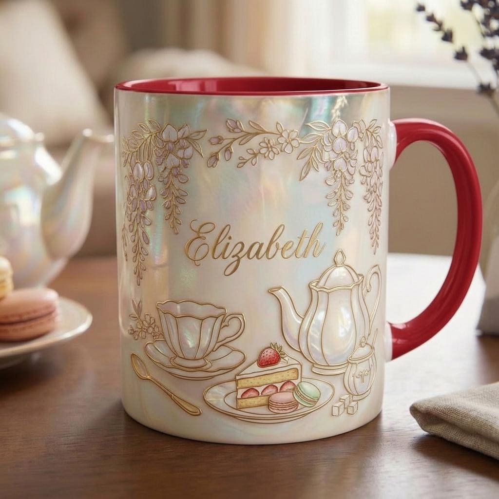Personalized Tea Lover Mug, Faux 3D Effect, Cozy Reader Accent Mug - image 3
