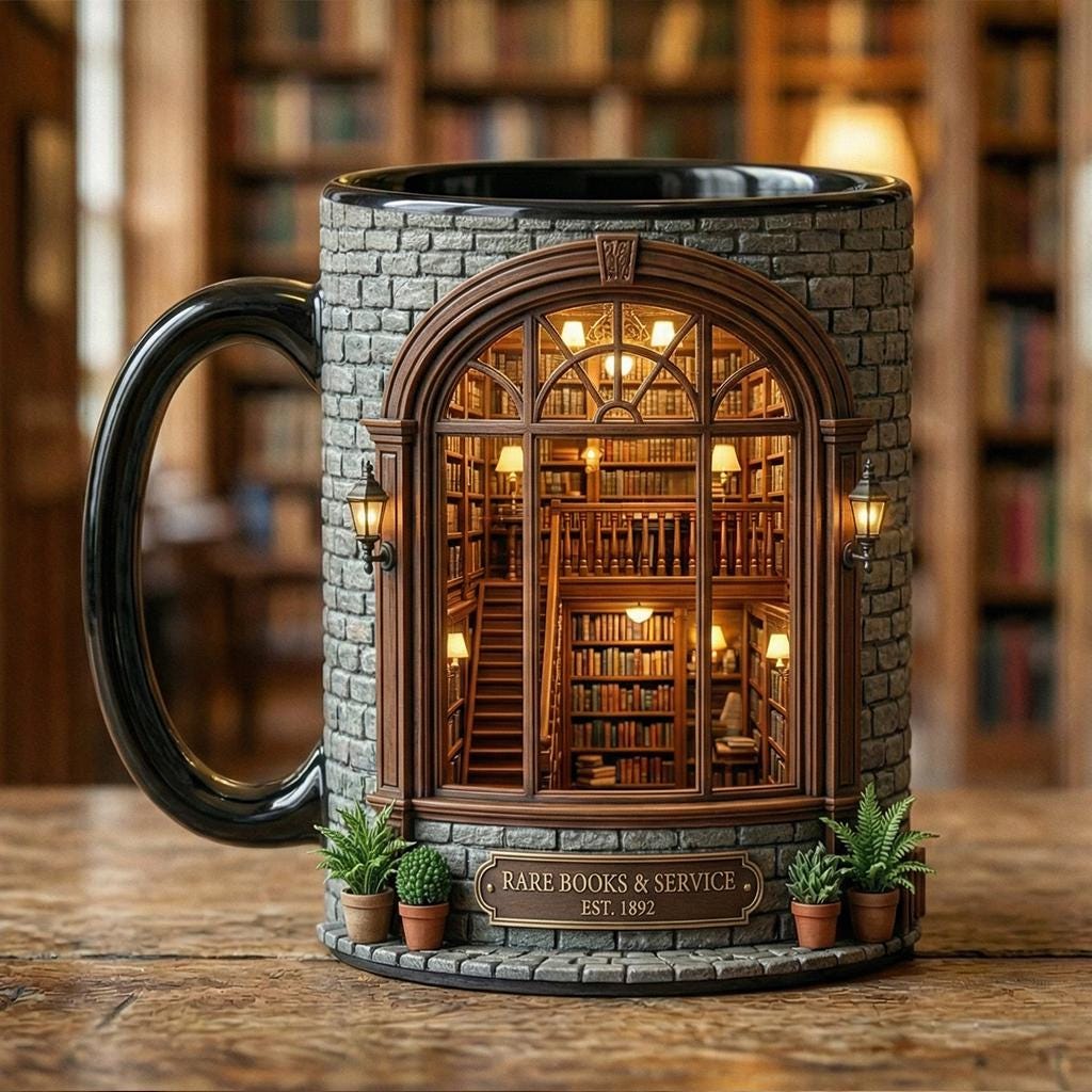 Personalized Bookstore Mug, Library Mug, Faux 3D Effect Mug, Cozy Reading Coffee Cup - image 3