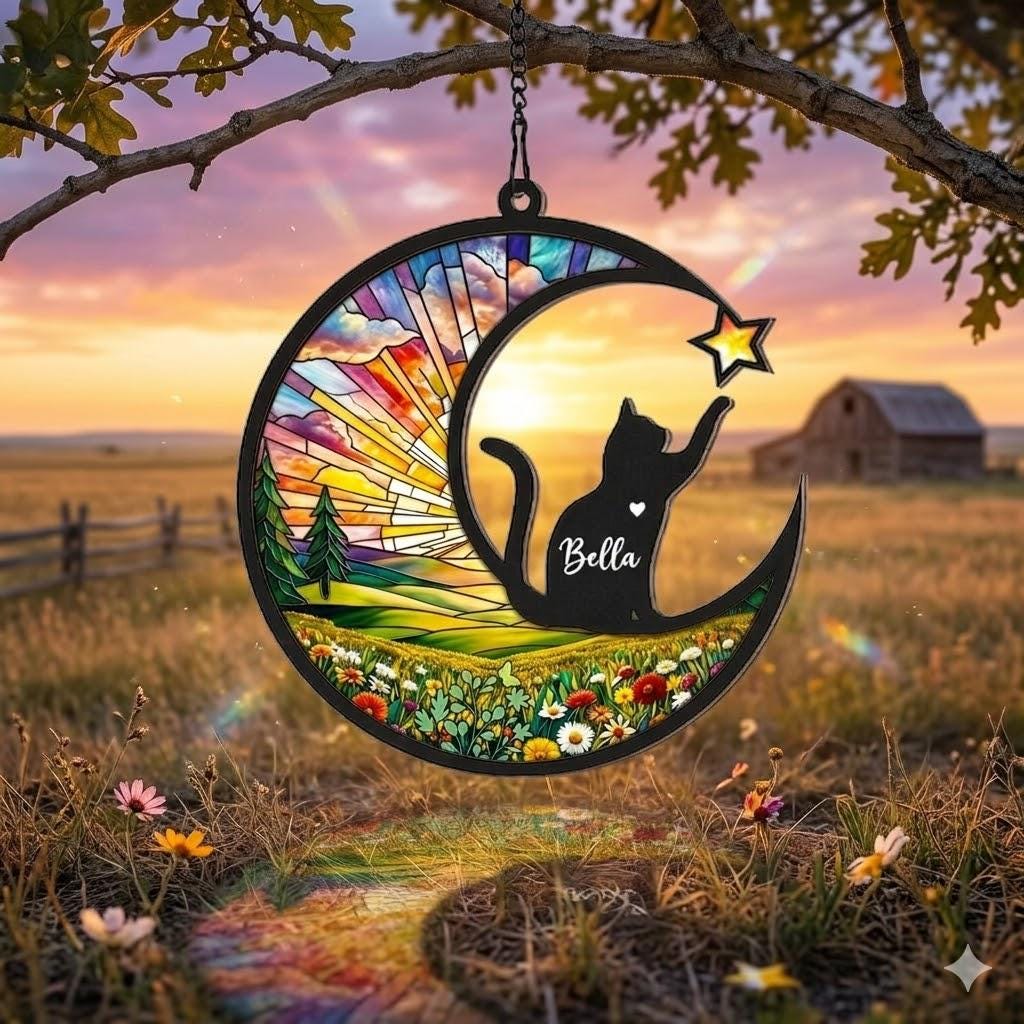 Personalized Cat Memorial With Cat Suncatcher, Custom Loss Of Cat Sympathy Gift, Gift For Cat Lovers, ,In Loving Memory, Cat Mom Gifts - image 5