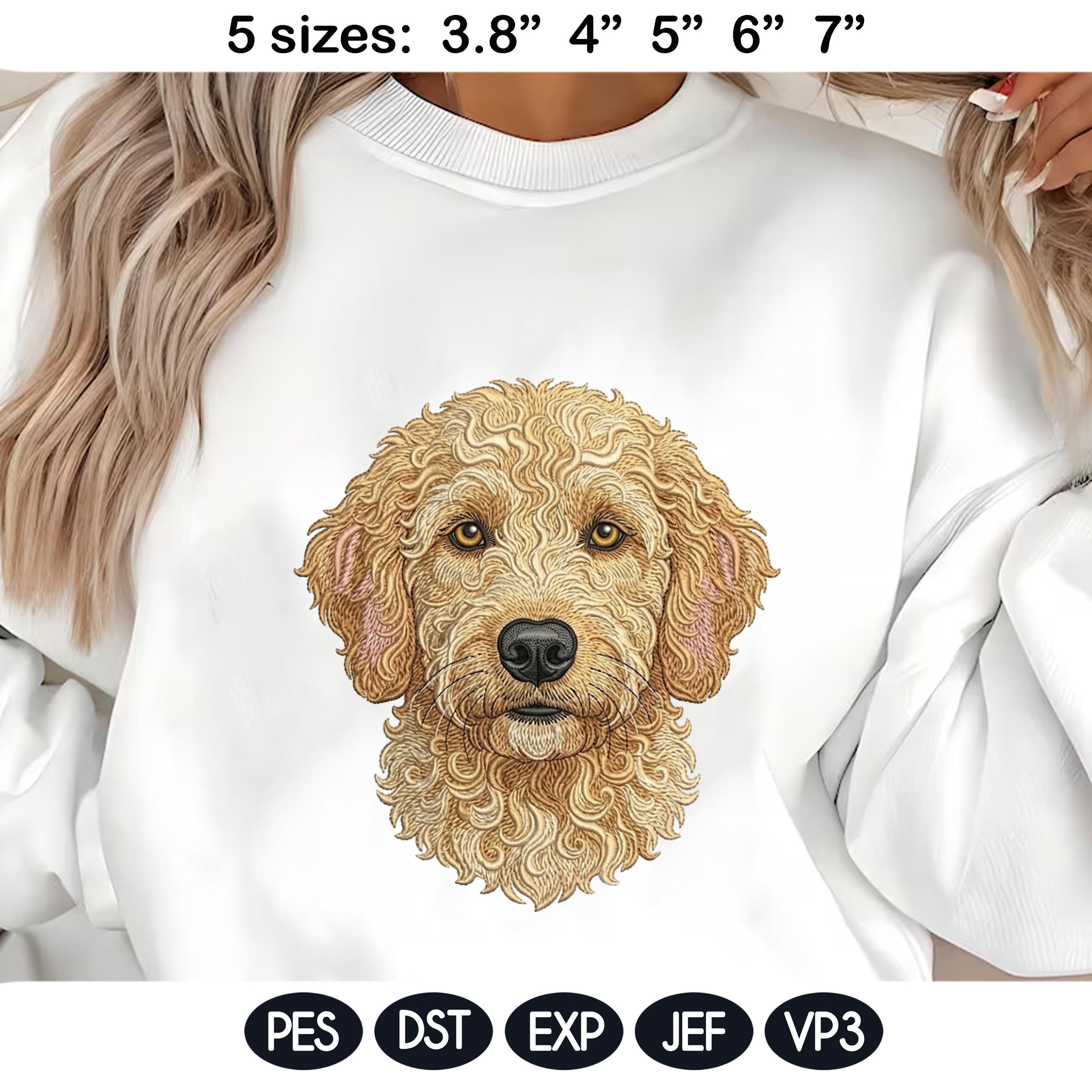 Goldendoodle Embroidery Design, Cute Fluffy Dog Portrait, Doodle Puppy Machine Embroidery File, Realistic Pet Face,5 sizes, Digital Download - image 3
