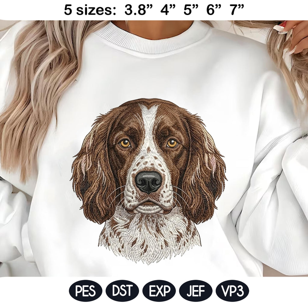 Springer Spaniel Embroidery Design, English Springer Spaniel Dog Portrait, Realistic Puppy Machine Embroidery File,5 sizes, Digital Download - image 3