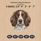 Springer Spaniel Embroidery Design, English Springer Spaniel Dog Portrait, Realistic Puppy Machine Embroidery File,5 sizes, Digital Download
