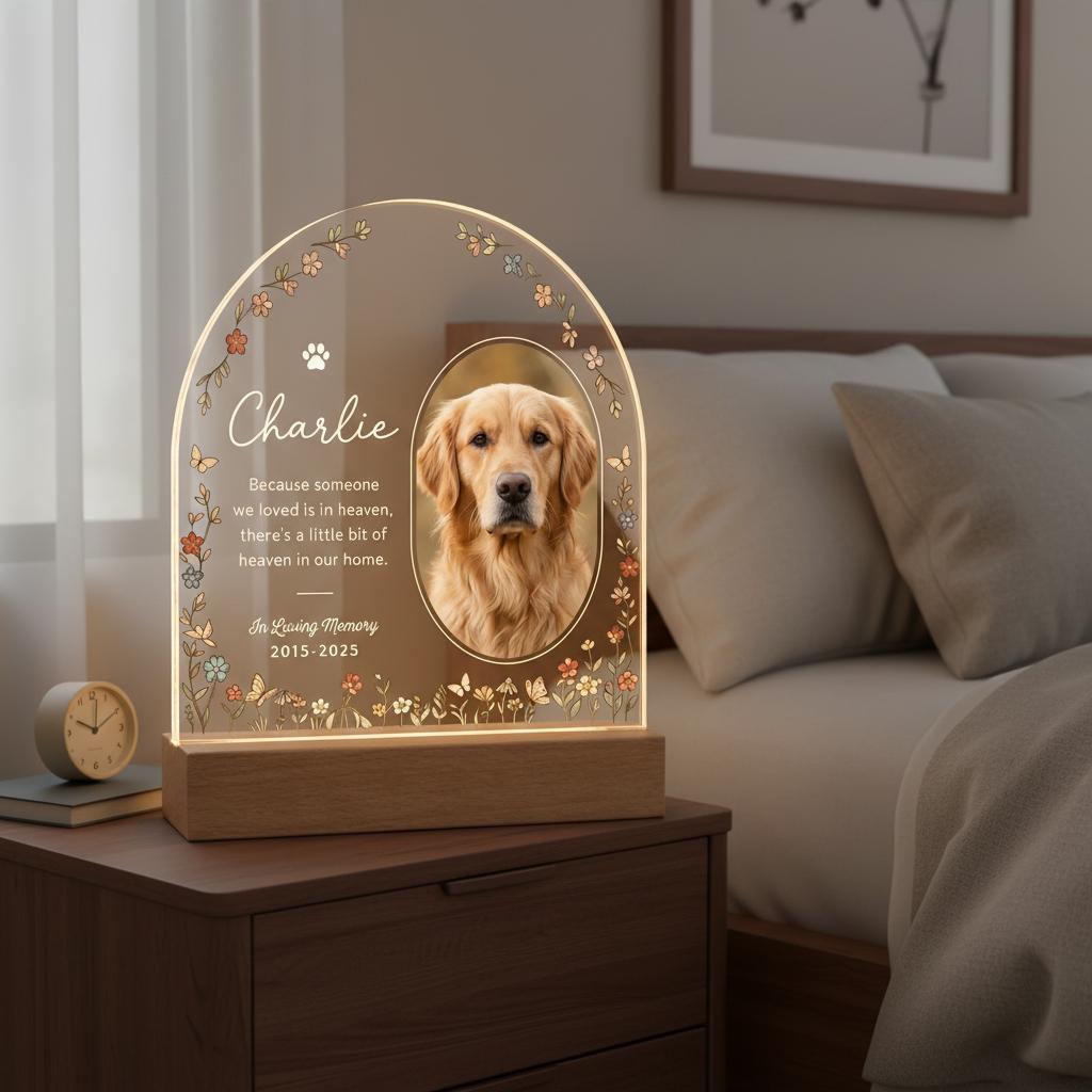 Personalized Pet Memorial LED Night Light — Custom Dog or Cat Photo Sympathy Gift, pet remembrance - image 3