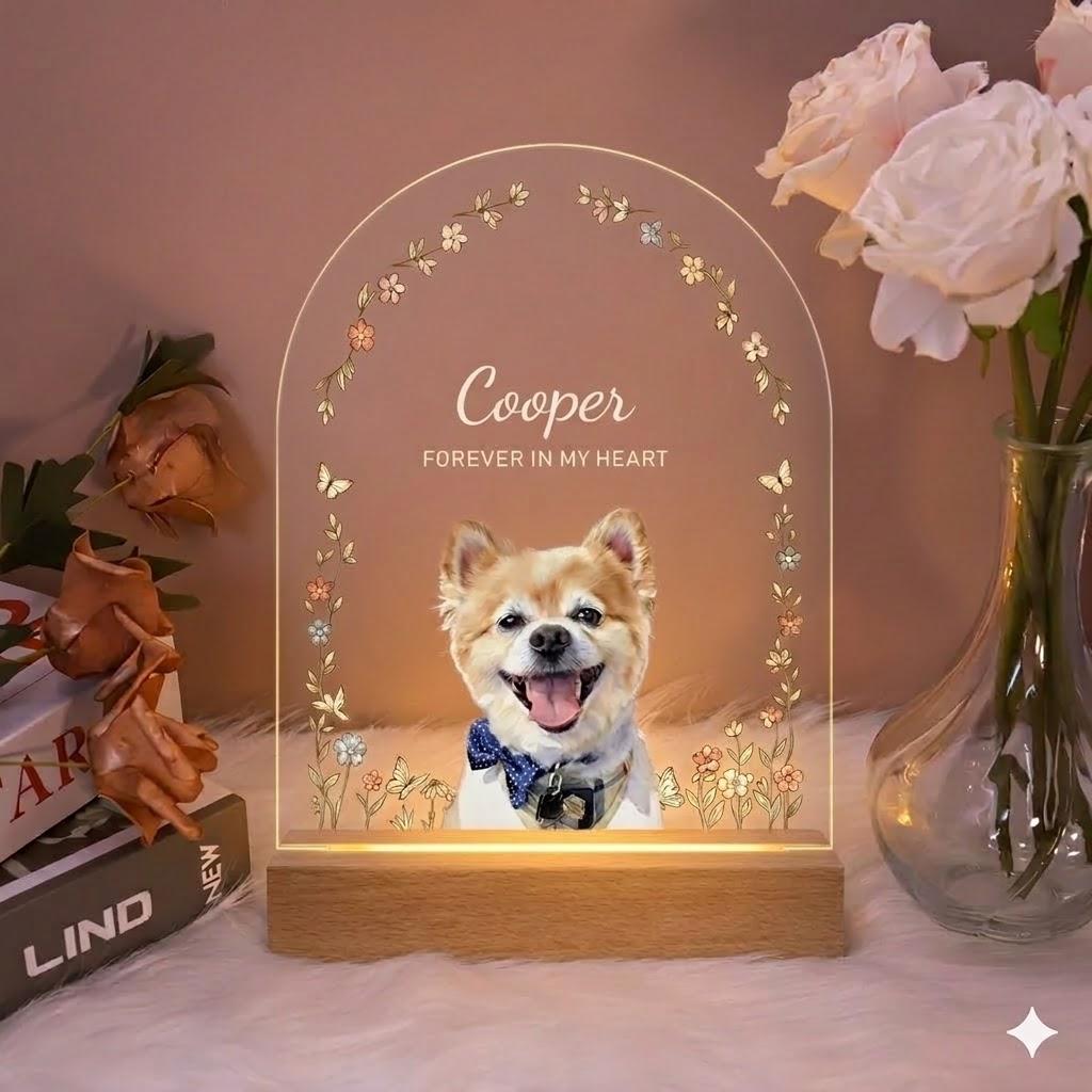 Personalized Pet Memorial LED Night Light — Custom Dog or Cat Photo Sympathy Gift, Pet Portrait - image 2