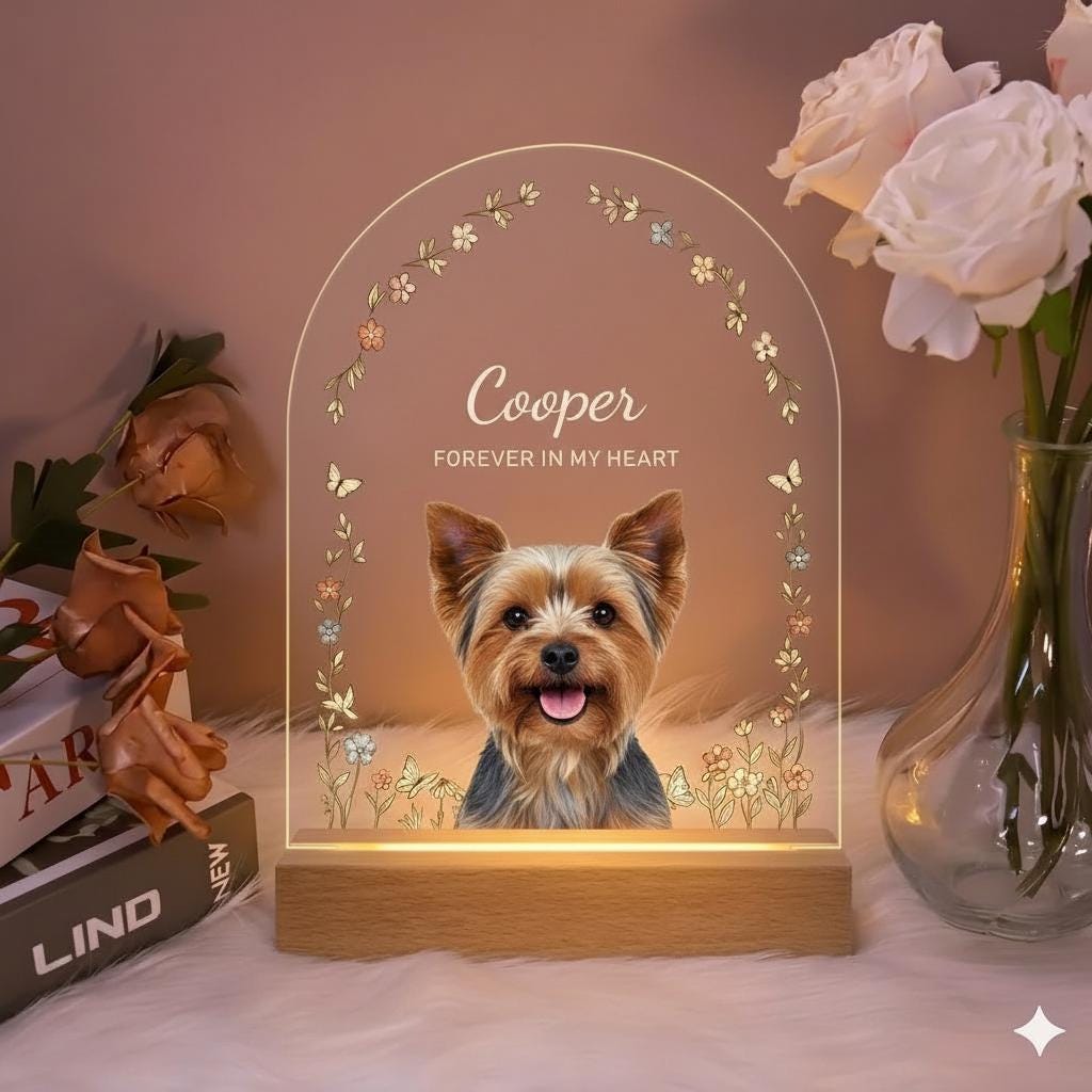 Personalized Pet Memorial LED Night Light — Custom Dog or Cat Photo Sympathy Gift, Pet Portrait - image 4