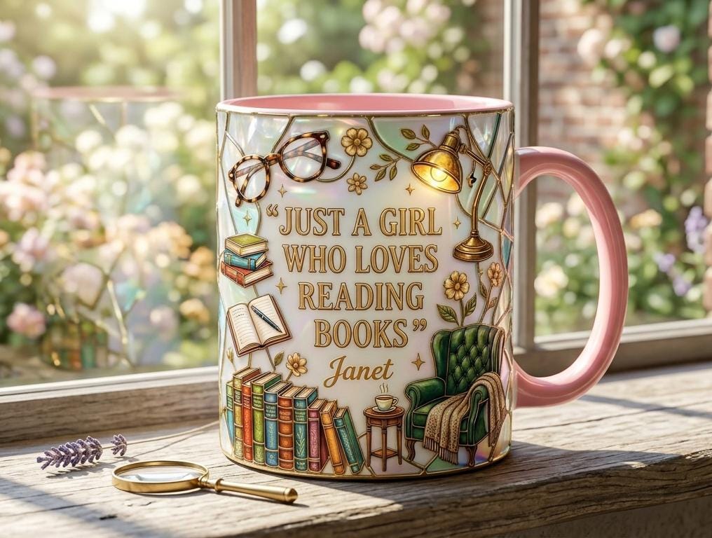 Personalized Book Reading Coffee Cup, Custom Book Lover Accent Mug, Just A Girl Who Loves Reading Books - image 2