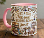 Personalized Book Reading Coffee Cup, Custom Book Lover Accent Mug, Just A Girl Who Loves Reading Books