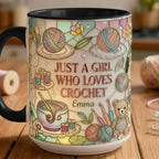 Personalized Just A Girl Who Loves Crochet Mug, Faux 3D Knitting Lover Gift Mug, Handmade With Love Coffee Cup, 2D Flat Mug - image 4