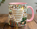 Personalized Book Reading Coffee Cup, Custom Book Lover Accent Mug, Just A Girl Who Loves Reading Books