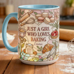 Personalized Just A Girl Who Loves Baking Faux 3D Effect Mug, Just A Girl Who Loves Baking Mug, Baking Tools Design, 2D Flat Mug - image 3