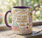 Personalized Sewing Coffee Cup, Custom 3D-Effect Craft Tools Accent Mug, Just A Girl Who Loves Crocheting - image 3