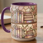 Custom Name Bookish Faux Stained Glass Style Mug, Ceramic Mug Book Lover gift, 2D Flat Mug - image 3