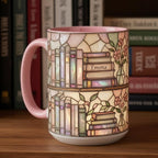 Custom Name Bookish Faux Stained Glass Style Mug, Ceramic Mug Book Lover gift, 2D Flat Mug - image 2