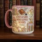 Personalized Just A Girl Who Loves Reading Faux Stained Glass Style Mug, Ceramic Mug Book Lover gift, 2D Flat Mug - image 4
