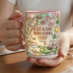 Personalized Just A Girl Who Loves Golf Faux 3D Accent Mug, Girl Golf Lover Mug, Gift for Her, 2D Flat Mug - image 7