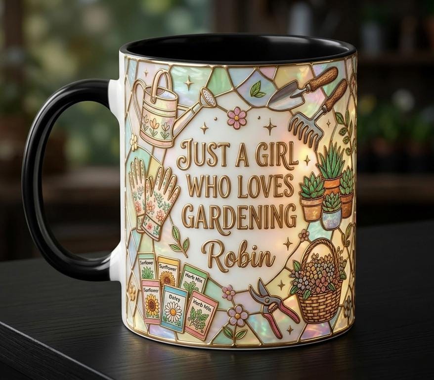 Personalized Gardening Coffee Cup, Custom 3D-Effect Garden Lover Accent Mug, Just A Girl Who Loves Gardening - image 2