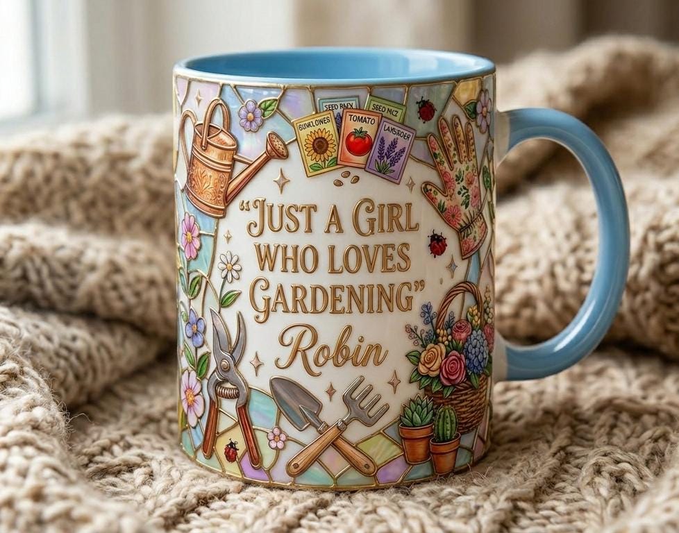 Personalized Gardening Coffee Cup, Custom 3D-Effect Garden Lover Accent Mug, Just A Girl Who Loves Gardening - image 4
