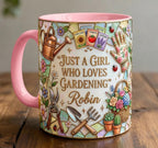 Personalized Gardening Coffee Cup, Custom 3D-Effect Garden Lover Accent Mug, Just A Girl Who Loves Gardening