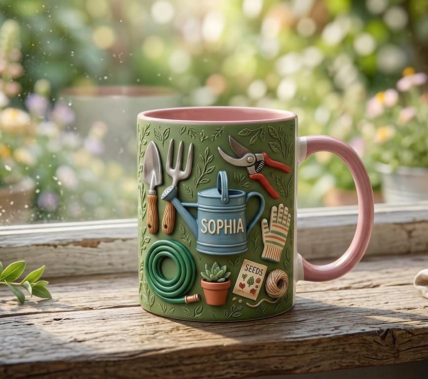 Personalized Gardening Coffee Cup, Custom 3D-Effect Garden Lover Accent Mug, Gift for Men Women - image 2