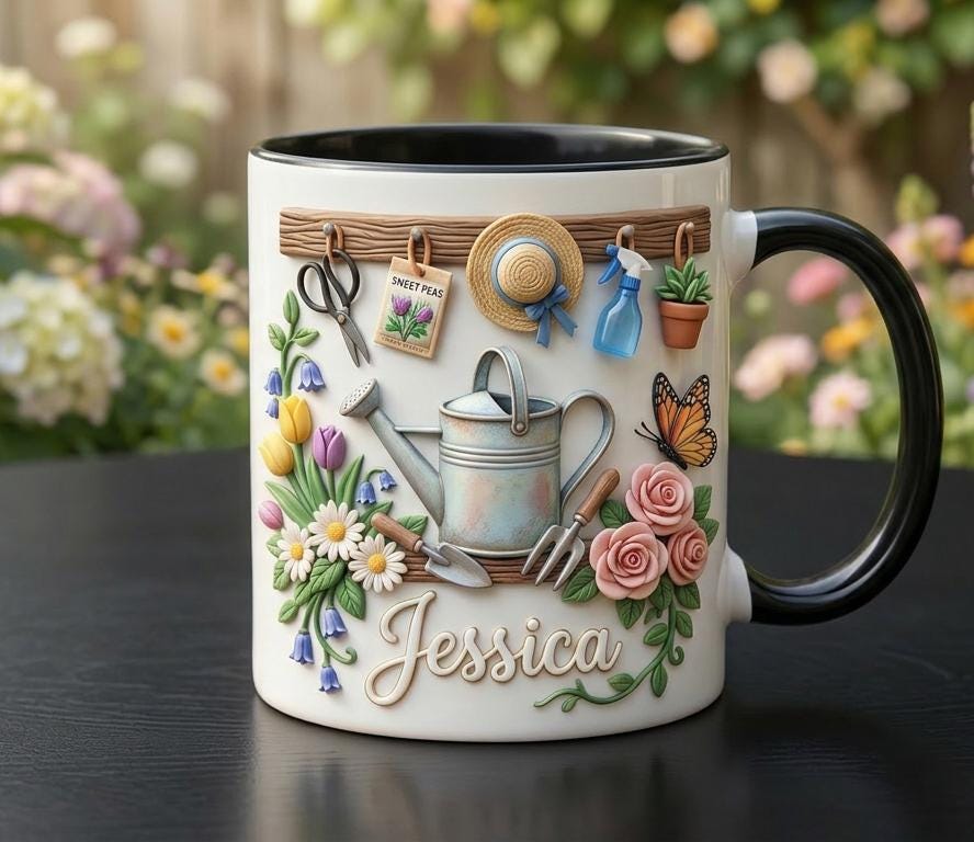 Personalized Gardening Coffee Cup, Custom 3D-Effect Garden Lover Accent Mug, Gift for Mom Grandma - image 4