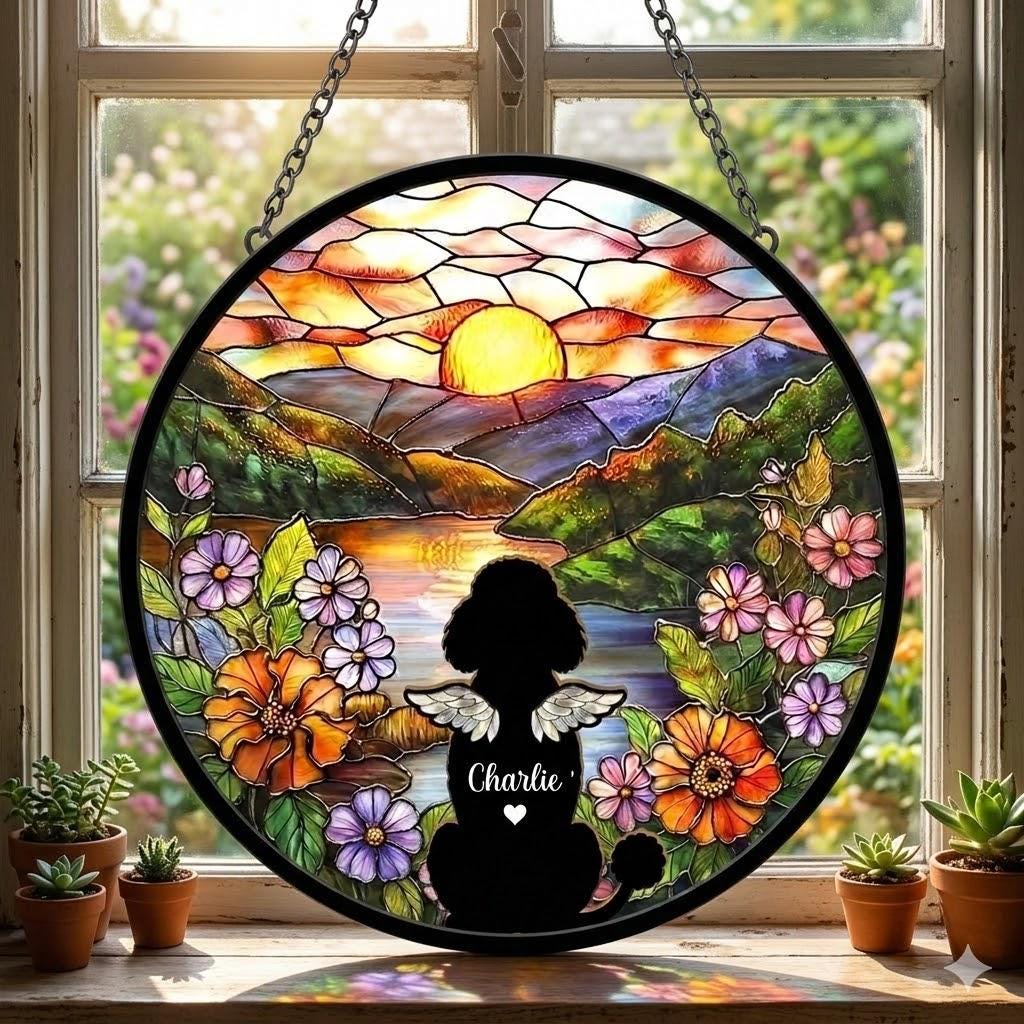 Personalized Poodle  Loss Sympathy Gift, Custom Dog Memorial Suncatcher, Pet Memorial Gift, Loss of Dog Gift, Remembrance Gift