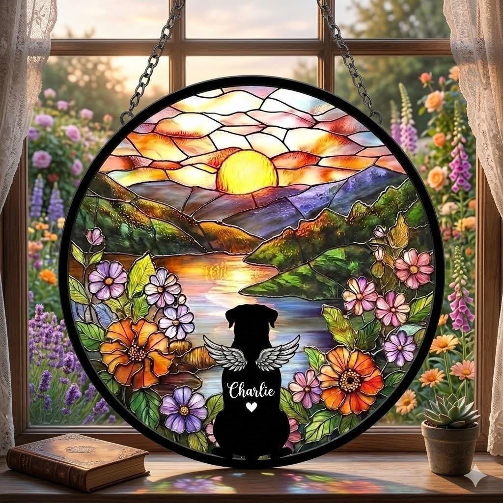 Personalized Rottweiler dog Loss Sympathy Gift, Custom Dog Memorial Suncatcher, Pet Memorial Gift, Loss of Dog Gift, Remembrance Gift
