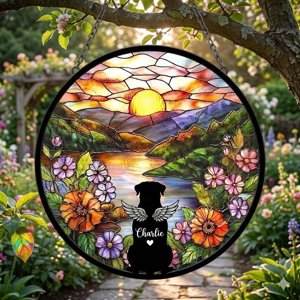 Personalized Rottweiler dog Loss Sympathy Gift, Custom Dog Memorial Suncatcher, Pet Memorial Gift, Loss of Dog Gift, Remembrance Gift - image 2