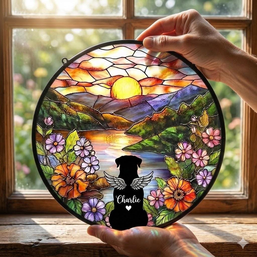 Personalized Rottweiler dog Loss Sympathy Gift, Custom Dog Memorial Suncatcher, Pet Memorial Gift, Loss of Dog Gift, Remembrance Gift - image 3