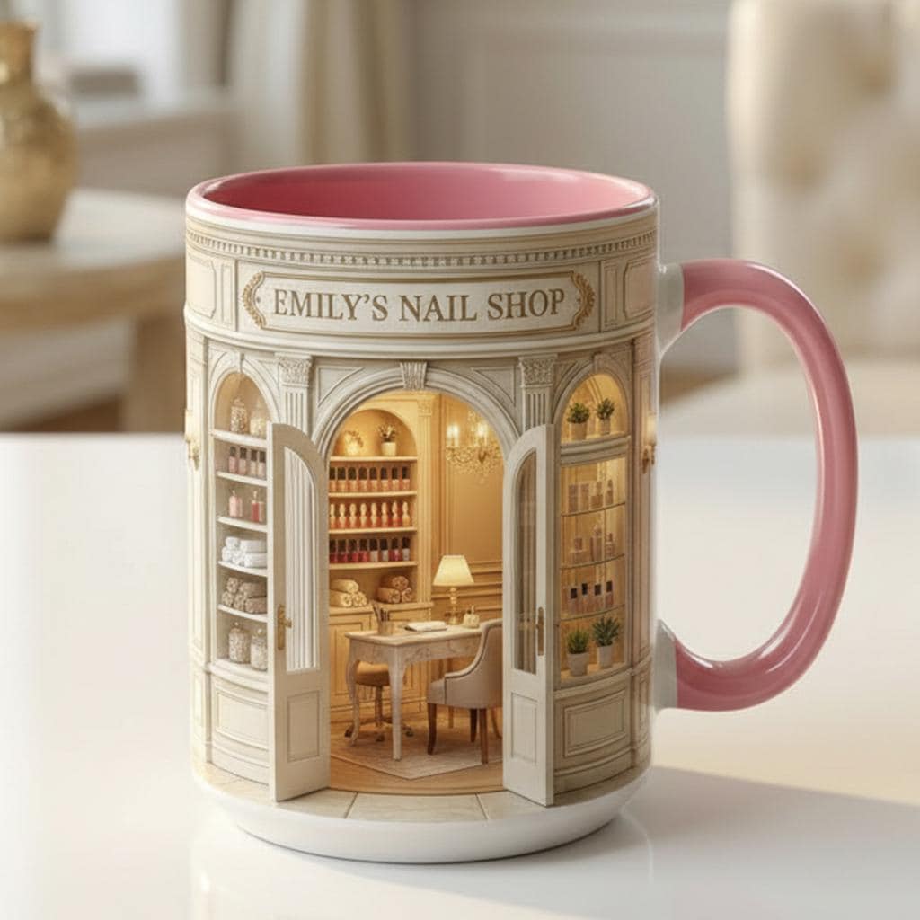 Personalized Nail Shop Mug, Faux 3D Effect, Nail Artist Gift - image 4