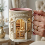 Personalized Nail Shop Mug, Faux 3D Effect, Nail Artist Gift
