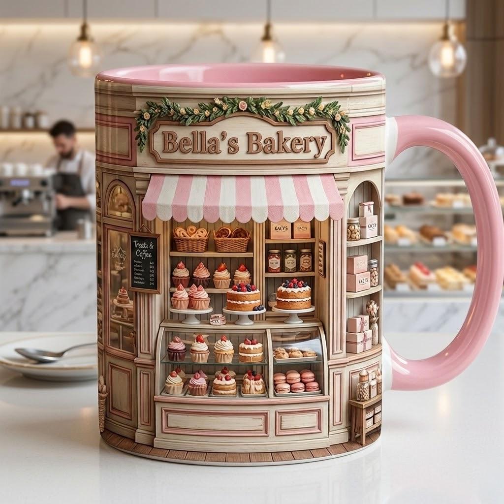 Personalized Bakery Mug, Bakery Faux 3D Effect Mug, Kitchen Baking Gift For Her - image 3
