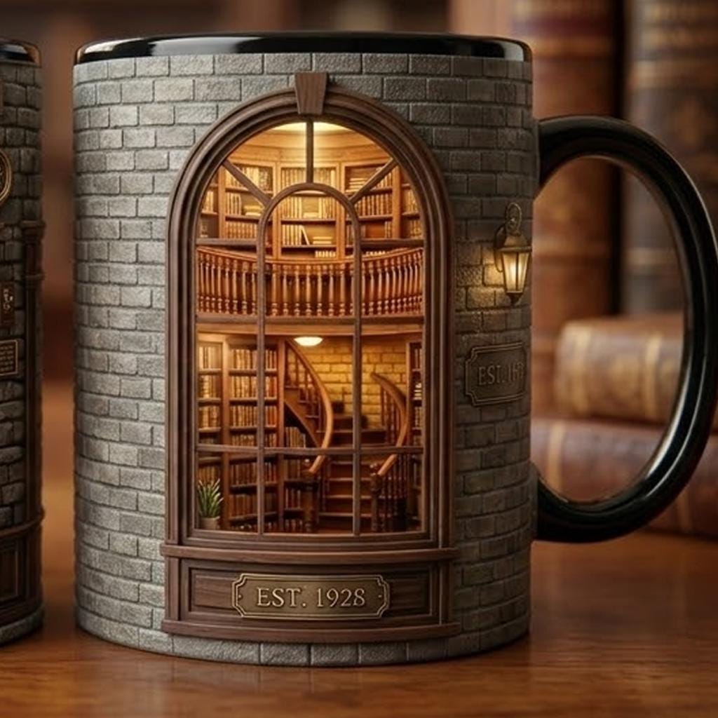 Personalized Bookshop Mug, Faux 3D Effect, Book Lover Gift, Owner Book Store - image 4