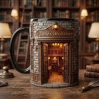 Personalized Bookshop Mug, Faux 3D Effect, Book Lover Gift, Owner Book Store