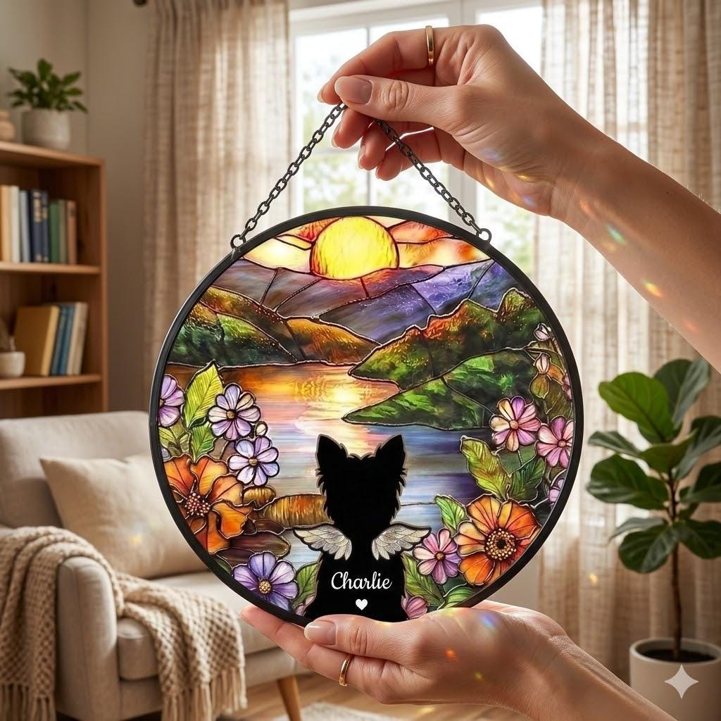 Personalized Yorkshire Terrier dog  Loss Sympathy Gift, Custom Dog Memorial Suncatcher, Pet Memorial Gift, Loss of Dog Gift, Remembrance - image 2