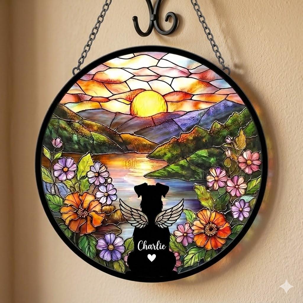 Personalized Miniature Schnauzer Dog   Loss Sympathy Gift, Custom Dog Memorial Suncatcher, Pet Memorial Gift, Loss of Dog Gift, Remembrance - image 2