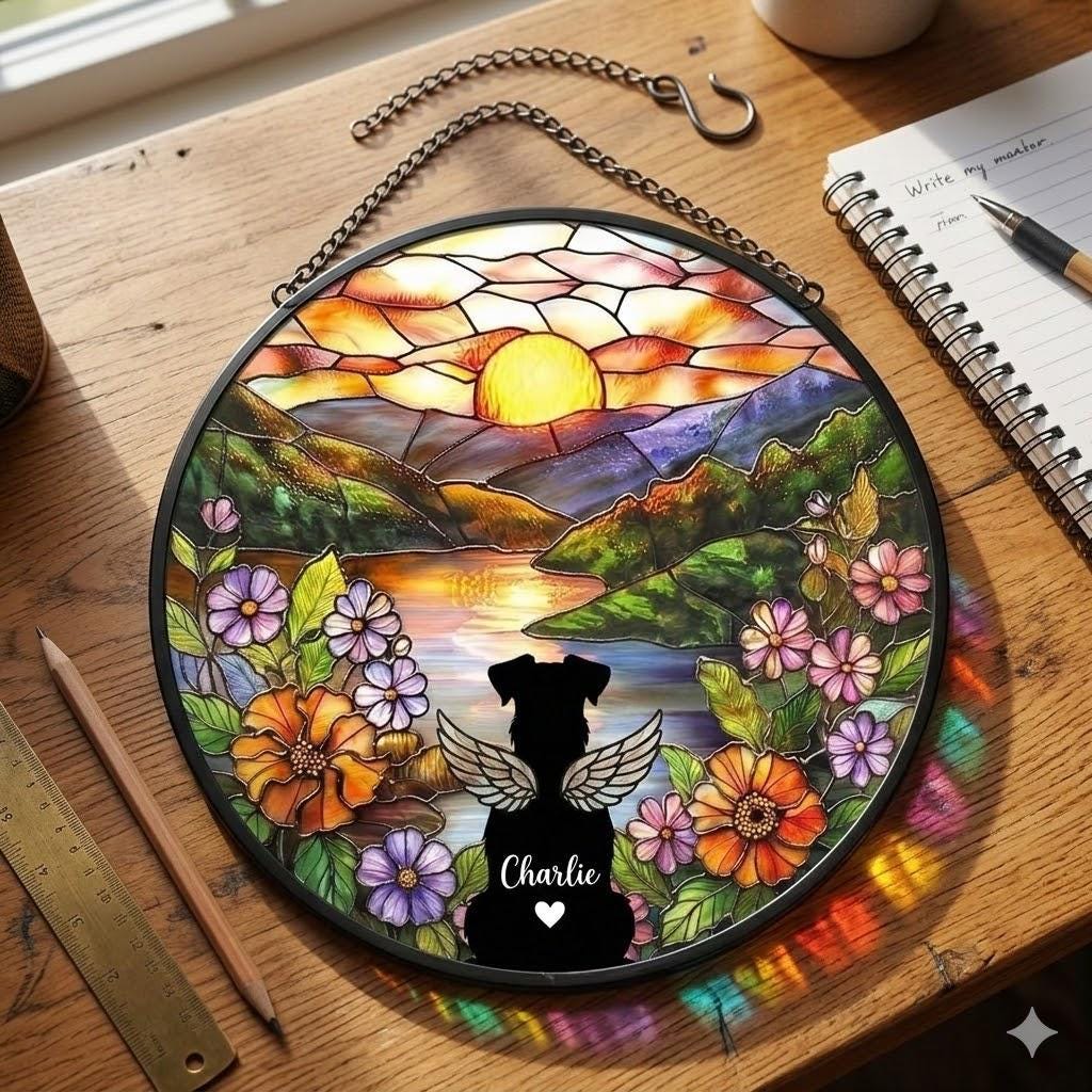 Personalized Miniature Schnauzer Dog   Loss Sympathy Gift, Custom Dog Memorial Suncatcher, Pet Memorial Gift, Loss of Dog Gift, Remembrance - image 4