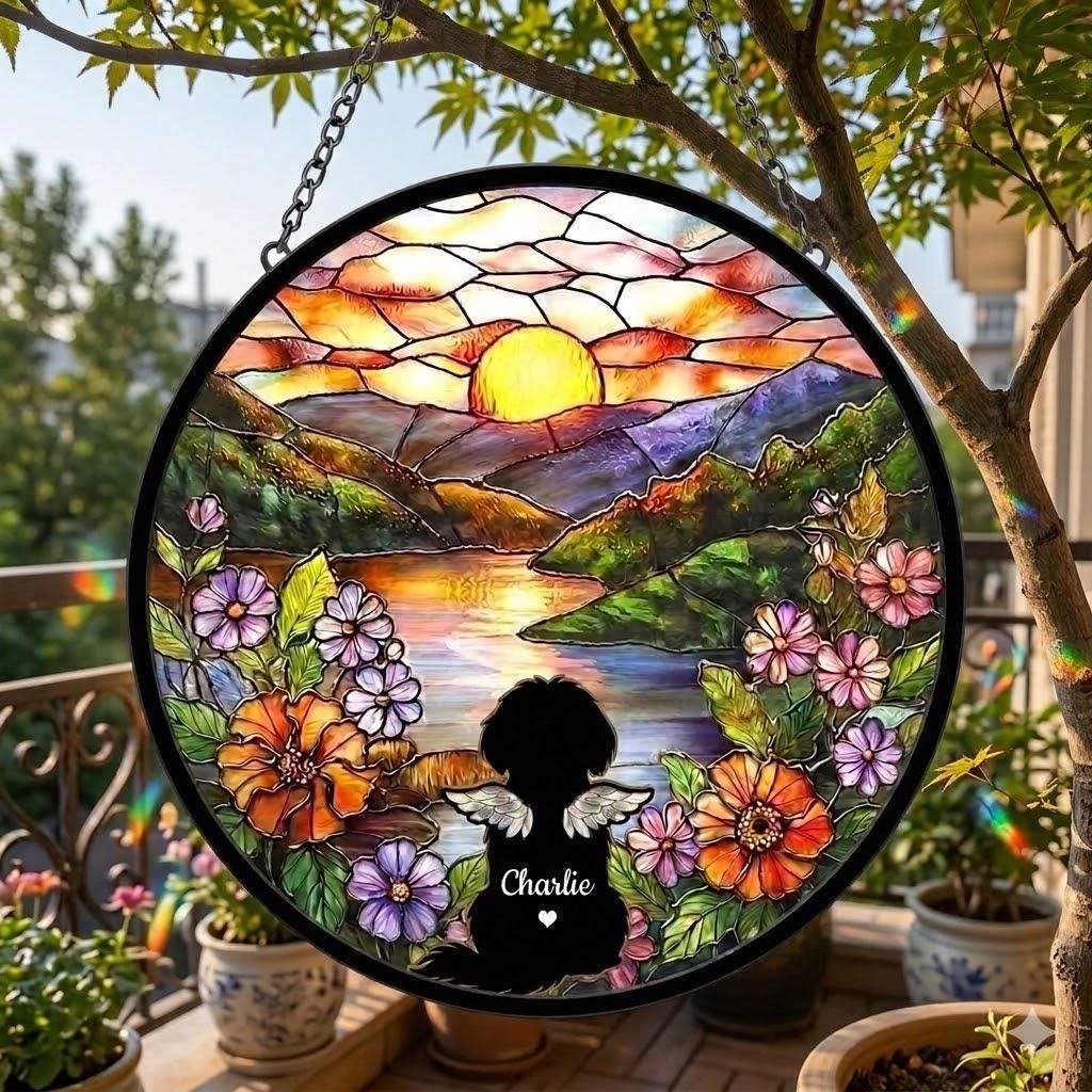 Personalized Shih Tzu  Dog   Loss Sympathy Gift, Custom Dog Memorial Suncatcher, Pet Memorial Gift, Loss of Dog Gift, Remembrance - image 2