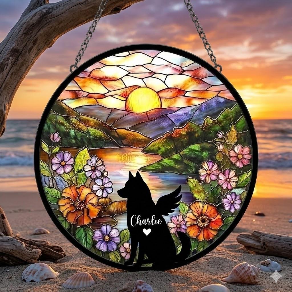 Personalized Siberian Husky  Dog   Loss Sympathy Gift, Custom Dog Memorial Suncatcher, Pet Memorial Gift, Loss of Dog Gift, Remembrance - image 4