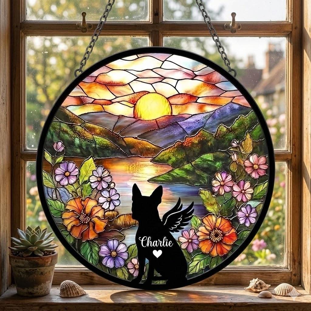 Personalized Boston Terrier  Dog   Loss Sympathy Gift, Custom Dog Memorial Suncatcher, Pet Memorial Gift, Loss of Dog Gift, Remembrance