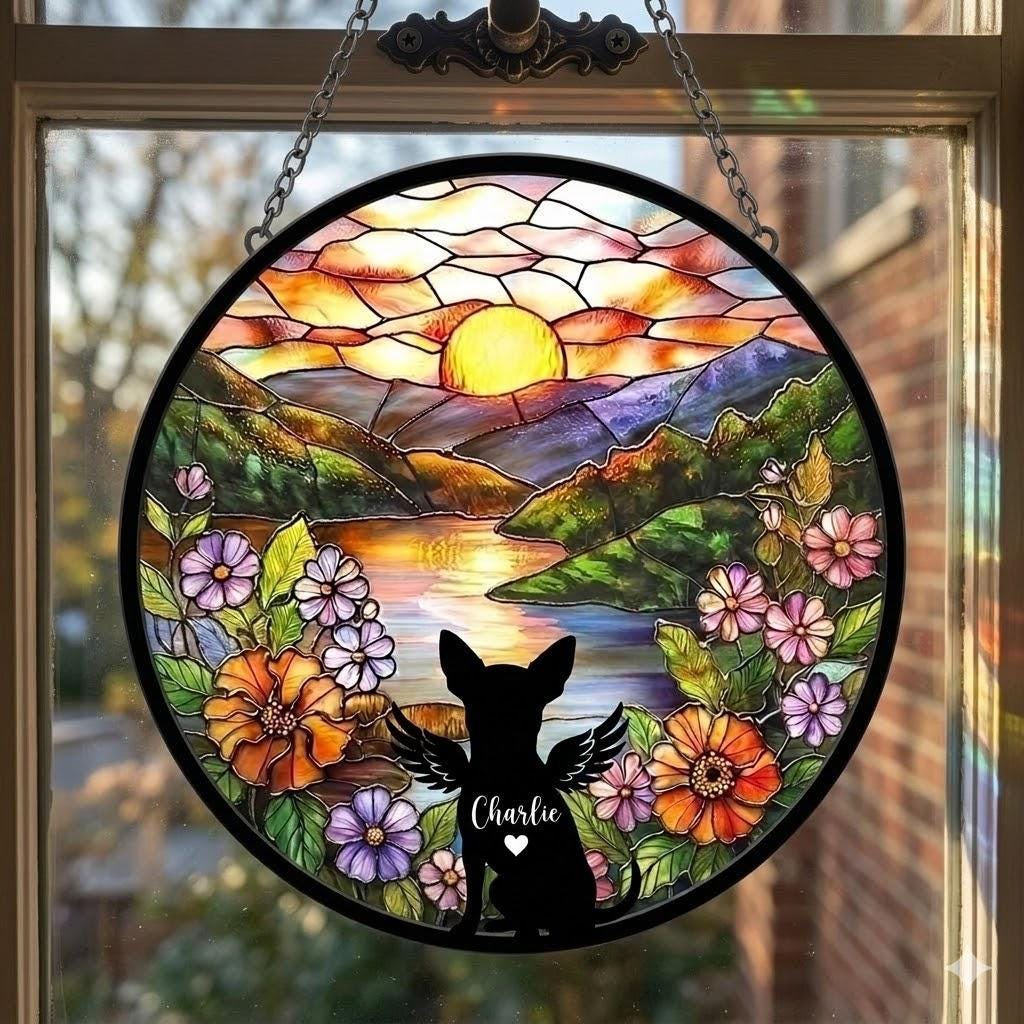 Personalized Chihuahua   Dog   Loss Sympathy Gift, Custom Dog Memorial Suncatcher, Pet Memorial Gift, Loss of Dog Gift, Remembrance