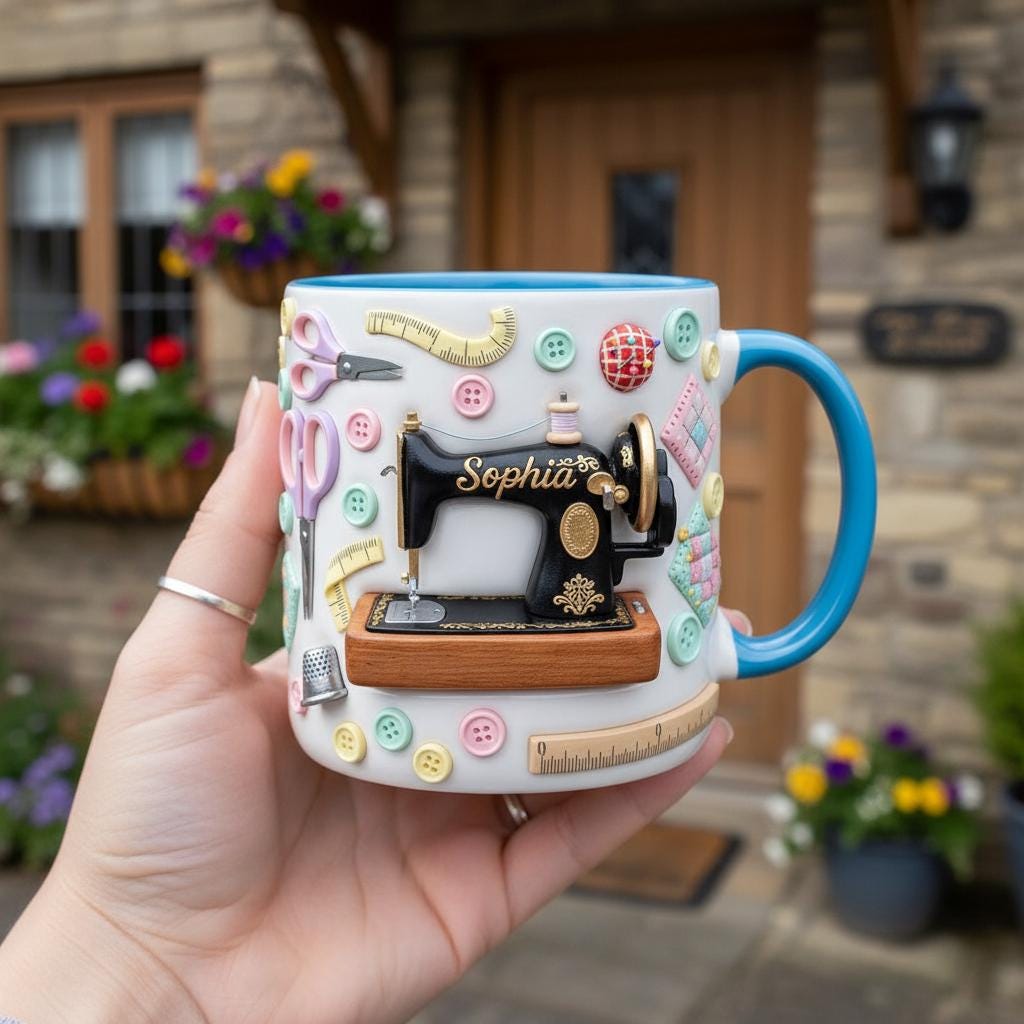 Personalized Sewing Mug, Custom Sewing Knitting Lover Coffee Cup, Mothers Day Gift, Gift for Mom Grandma - image 3