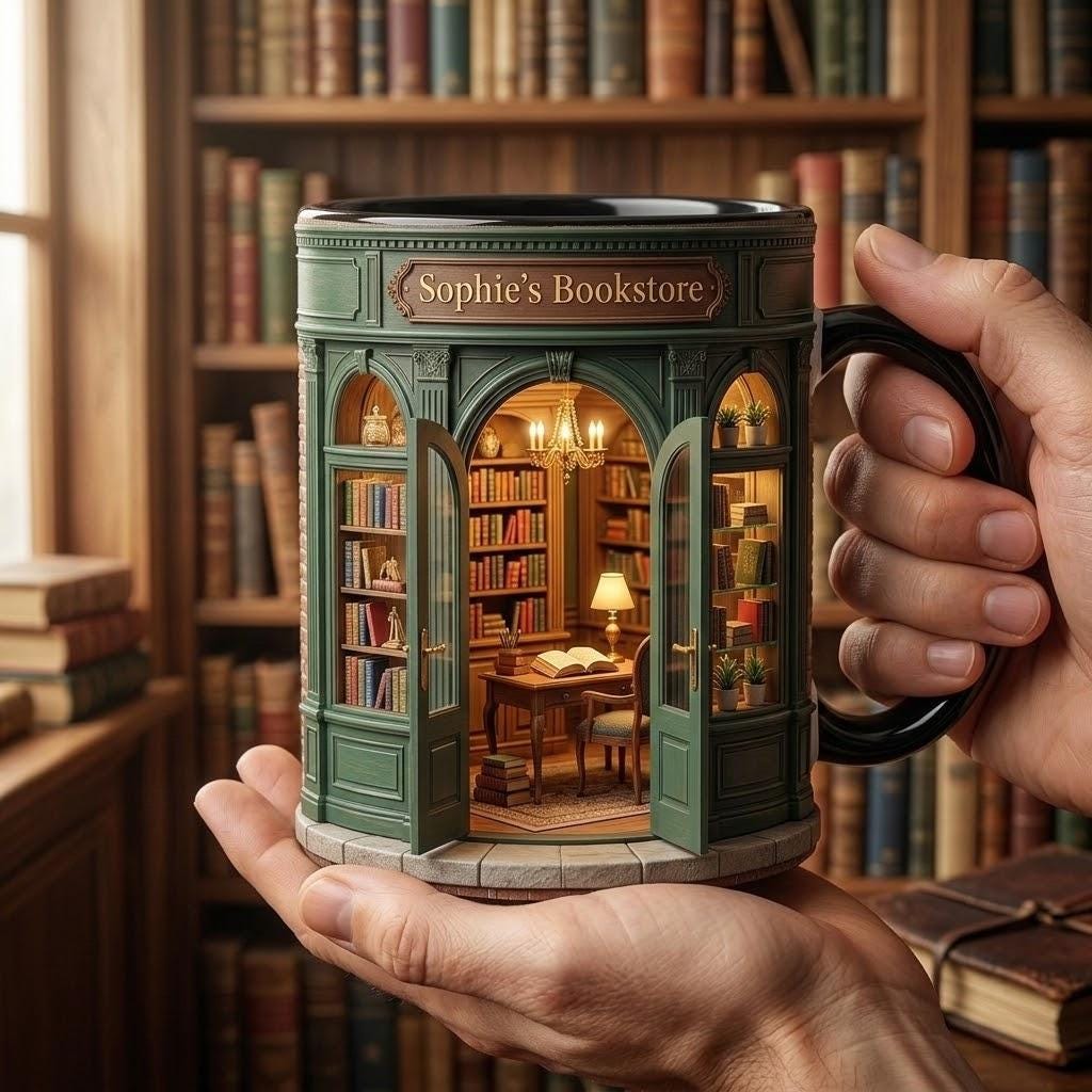 Personalized Owner Book Store Mug, Faux 3D Effect, Book Lover Gift - image 5