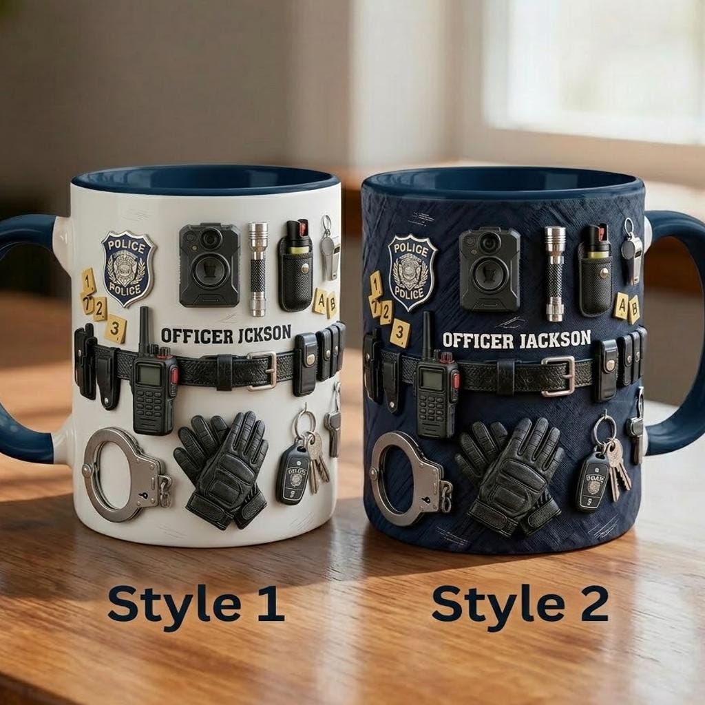 Personalized Police Accent Mug,Faux 3D Cup, Policement Two Tone Coffee Mug - image 4