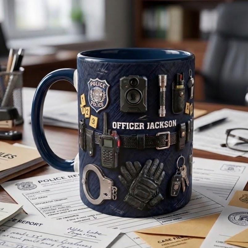 Personalized Police Accent Mug,Faux 3D Cup, Policement Two Tone Coffee Mug